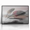 Framed wall art featuring an abstract design of colorful strokes and lines, showcased in a sleek black frame, perfect for modern decor.