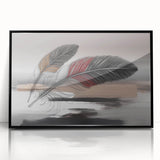 Framed wall art featuring an abstract design of colorful strokes and lines, showcased in a sleek black frame, perfect for modern decor.