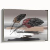 Framed abstract wall art showcasing a silver and grey strokes and lines design, adding a modern touch to home decor with a sleek profile.