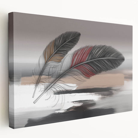 Abstract strokes and lines wall art on stretched canvas, showcasing a vibrant color palette of blues, oranges, and yellows from a side view.