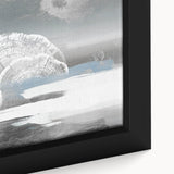 Close-up of a framed canvas art piece showcasing abstract strokes and lines in vibrant colors, ideal for modern home decor. The intricate details highlight the unique design, perfect for adding a contemporary touch to any room.