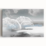 Abstract wall art featuring dynamic strokes and lines in a blend of blue, yellow, and gray tones, printed on stretched canvas, perfect for modern decor.