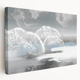 Abstract strokes and lines design on stretched canvas wall art, showcasing vibrant colors and fluid patterns, perfect for modern home decor.