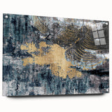 Abstract wall art design showcasing vibrant strokes and lines in a modern acrylic glass frame, highlighting bold colors and artistic flair, perfect for contemporary decor.