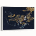 Framed canvas wall art showcasing an abstract design of colorful strokes and lines, displayed from a white side view, perfect for modern home decor.