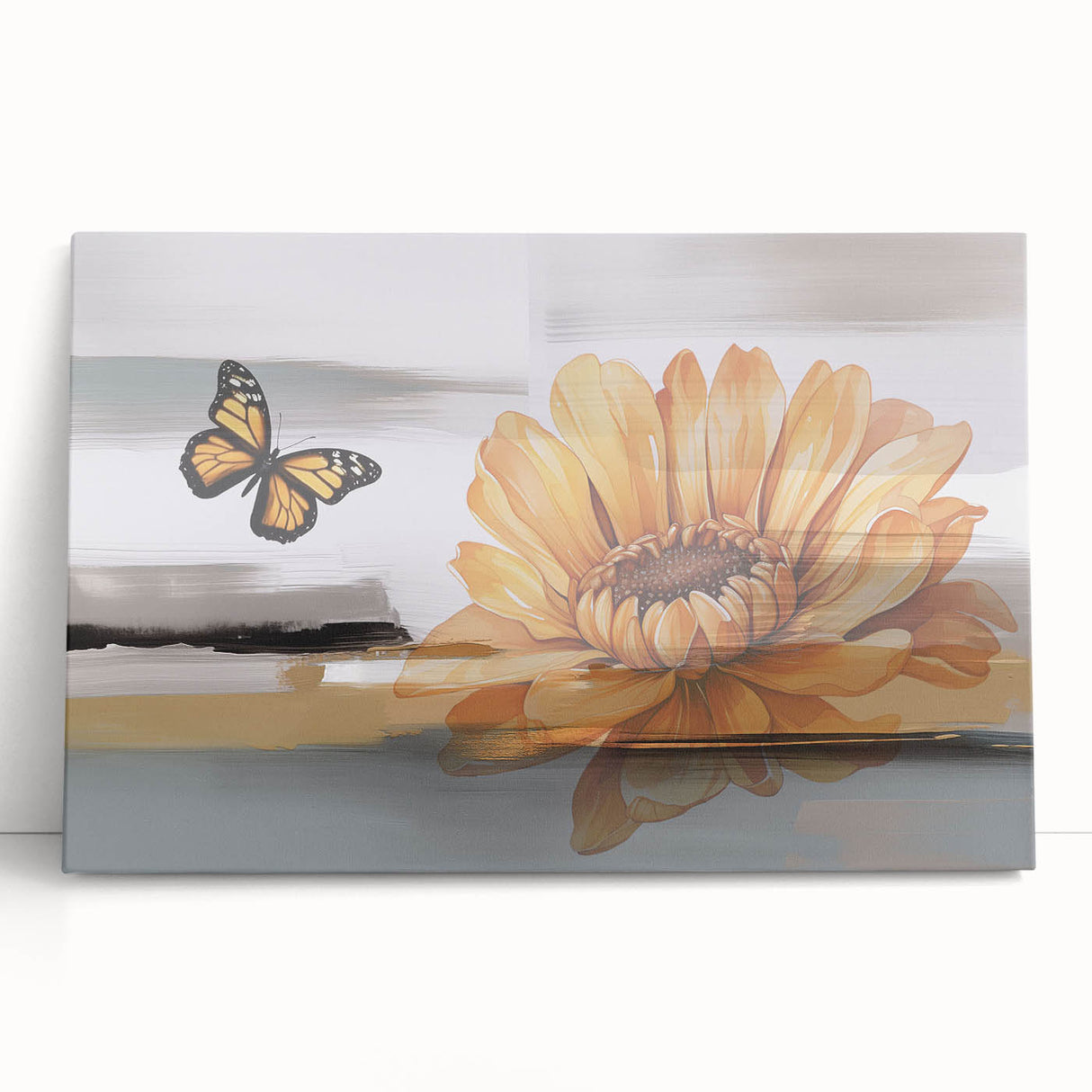 Abstract wall art featuring dynamic strokes and lines in vibrant colors, displayed on a stretched canvas, perfect for modern decor. Ideal for enhancing contemporary interiors.