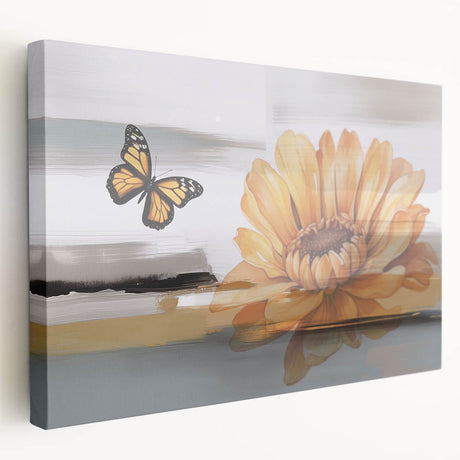 Abstract strokes and lines create a vibrant wall art design on stretched canvas, showcasing bold colors and dynamic patterns in a contemporary setting. Perfect for modern home decor.