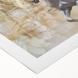 Abstract wall art featuring vibrant strokes and lines in shades of blue, orange, and yellow, printed on rolled canvas for modern home decor. Perfect for adding a contemporary touch to living spaces or offices.