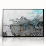 Framed wall art featuring an abstract design of colorful strokes and lines, set against a black background, ideal for modern home decor or office spaces. This piece adds a contemporary touch to any interior setting with its vibrant colors and minimalist aesthetic.