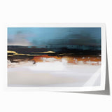 Abstract wall art print showcasing vibrant strokes and lines in shades of blue, yellow, and pink, perfect for modern home decor. This rolled design adds a contemporary touch to any room.