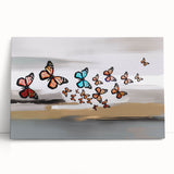 Abstract wall art featuring vibrant strokes and lines in shades of blue, yellow, and pink, designed for modern home decor. Perfect for enhancing living spaces.