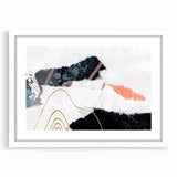 Abstract wall art featuring colorful strokes and lines in a modern design, framed with a white mat, perfect for contemporary home decor.