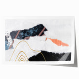 Abstract wall art print showcasing vibrant strokes and lines in shades of blue, orange, and gold, ideal for modern home decor and artistic spaces. This rolled design emphasizes dynamic movement and contemporary style, perfect for adding a pop of color to any room.
