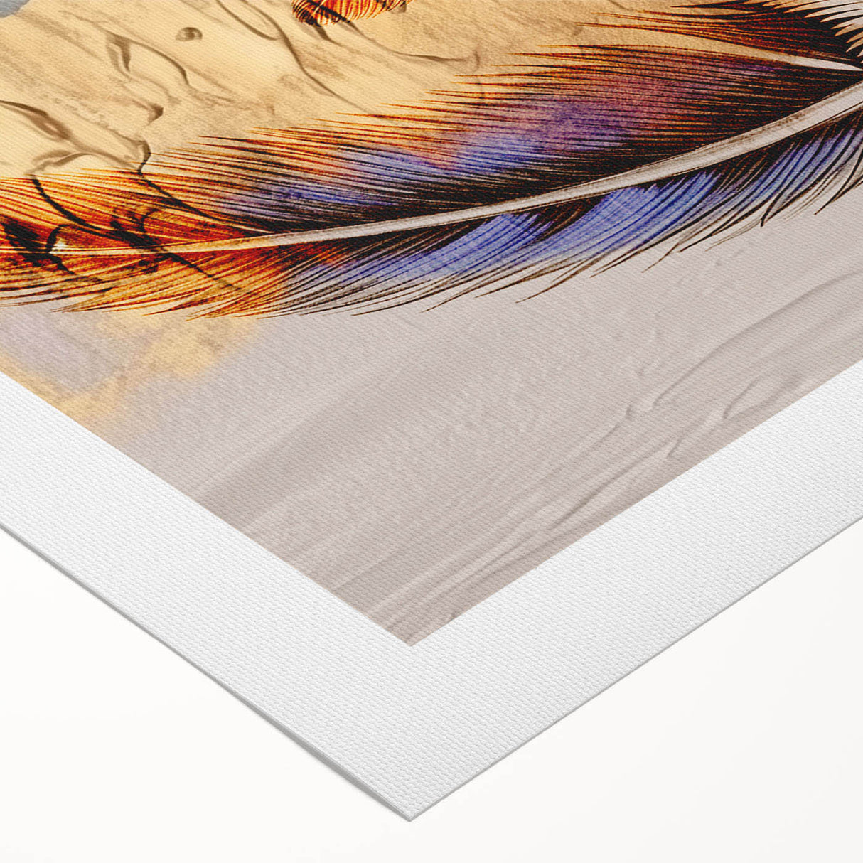 Abstract wall art featuring vibrant strokes and lines in a mix of blue, orange, and yellow hues; perfect for modern home decor. Ideal for enhancing artistic spaces.
