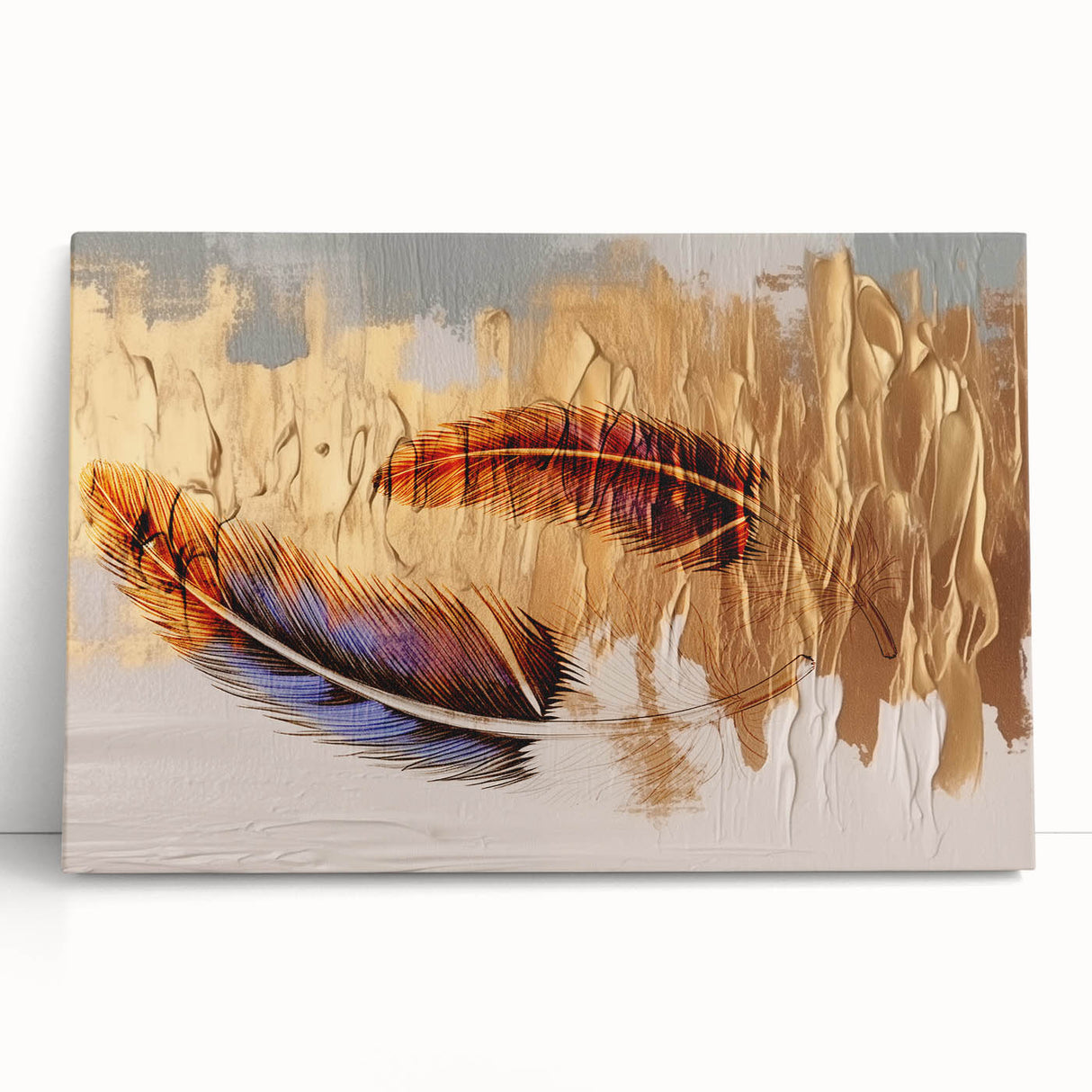 Abstract strokes and lines in vibrant colors create a modern wall art design on stretched canvas, ideal for contemporary home decor, adding artistic flair to any space.