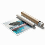 Abstract wall art print showcasing dynamic strokes and lines in vibrant colors, ideal for modern home decor; rolled and ready for framing.