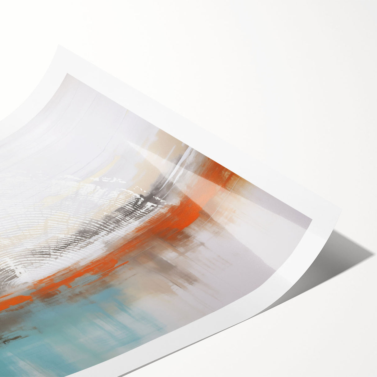Abstract wall art print showcasing vibrant strokes and lines in a blend of blue, orange, and yellow hues, perfect for modern home decor.