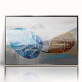 Framed abstract wall art featuring a modern design with colorful strokes and lines in silver acrylic. Perfect for contemporary home decor and art enthusiasts.