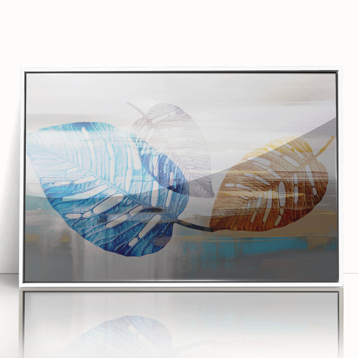 Framed abstract wall art featuring colorful strokes and lines in a modern design, set against a white background, ideal for contemporary home decor.