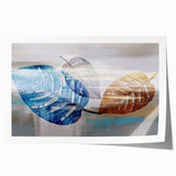 Abstract wall art print featuring vibrant strokes and lines in shades of blue, pink, and gold, perfect for modern home decor. Ideal for enhancing living spaces with a contemporary artistic touch.