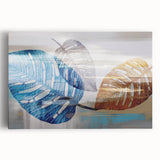 Colorful abstract strokes and lines create a modern wall art design on stretched canvas, perfect for contemporary home decor. Vibrant hues of blue, yellow, and red evoke energy and creativity, enhancing any living space.