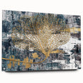 Abstract wall art piece showcasing dynamic strokes and lines in a vibrant color palette, displayed in a sleek acrylic frame with pins, perfect for modern decor.