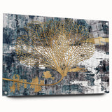 Abstract wall art piece showcasing dynamic strokes and lines in a vibrant color palette, displayed in a sleek acrylic frame with pins, perfect for modern decor.