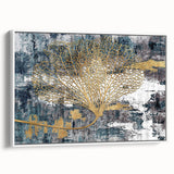 Framed canvas wall art showcasing an abstract design of colorful strokes and lines, set against a white background, perfect for modern home decor.