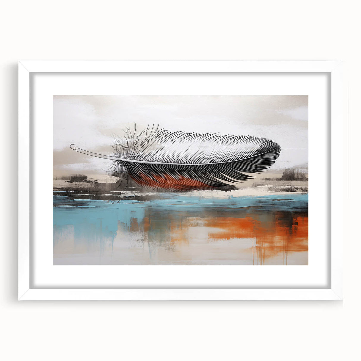Abstract strokes and lines design wall art collection framed in white, showcasing a modern aesthetic with dynamic colors and geometric patterns for contemporary decor.