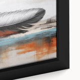 Abstract wall art featuring vibrant strokes and lines in shades of blue, red, and yellow, framed for display, showcasing modern design elements perfect for home decor.