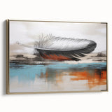 Framed canvas wall art showcasing an abstract design with elegant strokes and lines in gold and black, perfect for modern home decor. The piece adds a touch of sophistication and style to any interior setting.
