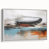 Framed canvas wall art featuring an abstract design of colorful strokes and lines, set against a white background, showcasing elegant modern decor for home interiors.