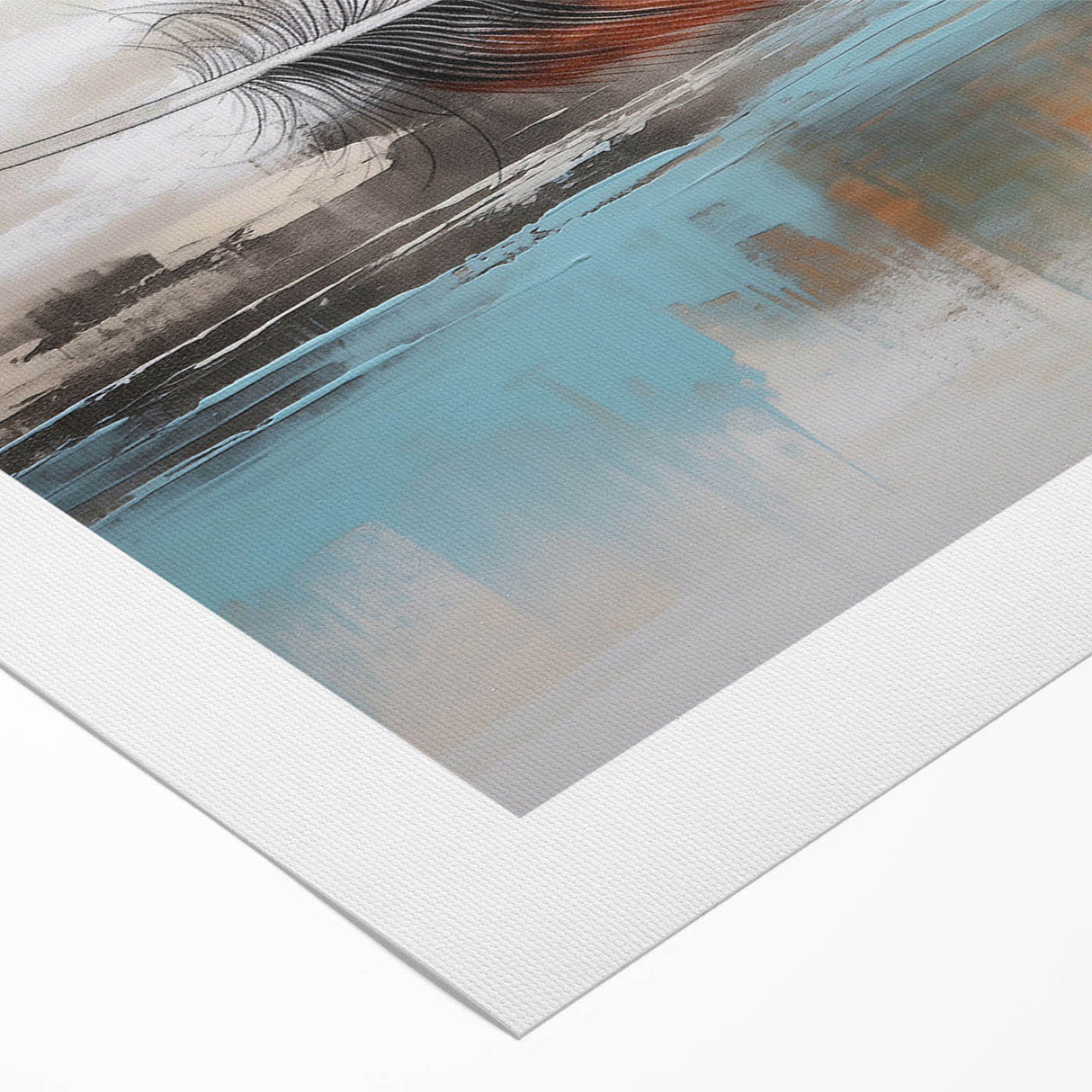 Abstract wall art featuring vibrant strokes and lines in shades of blue, orange, and yellow, perfect for modern decor. Ideal for enhancing living spaces with artistic flair.