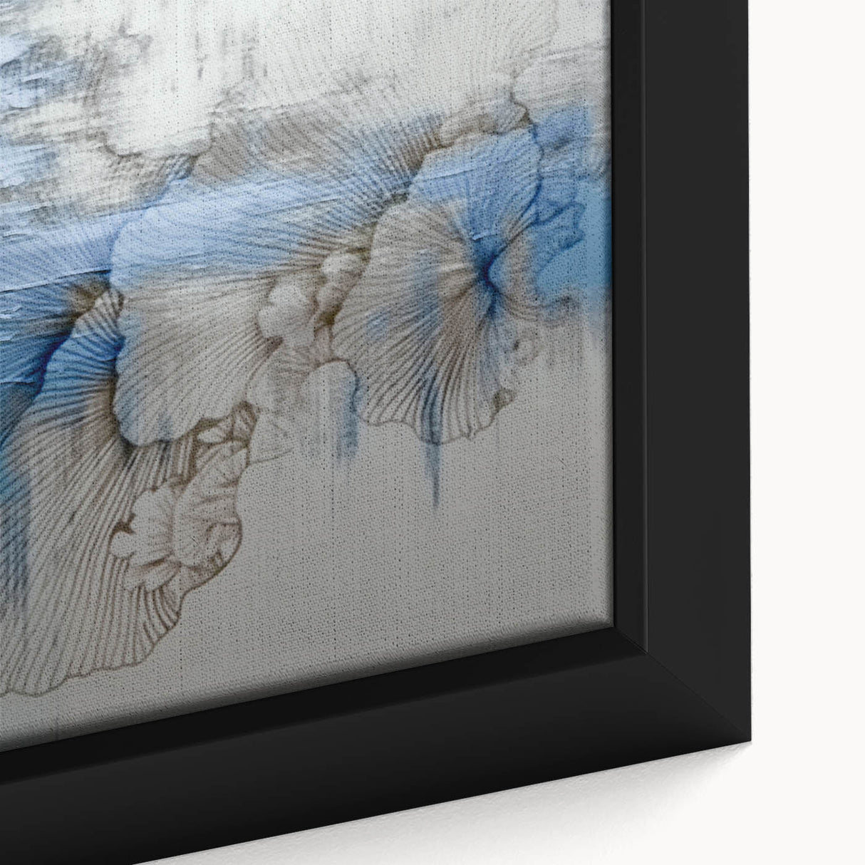 Close-up of a framed canvas showcasing an abstract strokes and lines design in vibrant colors, perfect for modern home decor. The intricate patterns add a contemporary artistic touch to any room, enhancing the overall aesthetic appeal.