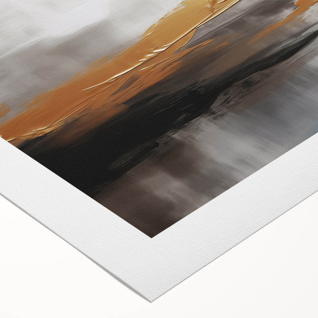 Abstract wall art print featuring vibrant strokes and lines in shades of blue, orange, and yellow, showcasing a modern design suitable for contemporary home decor.