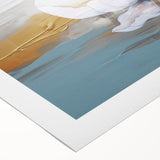 Abstract wall art design featuring vibrant strokes and lines in blue, orange, and green hues. This rolled canvas adds a modern touch to any interior decor.