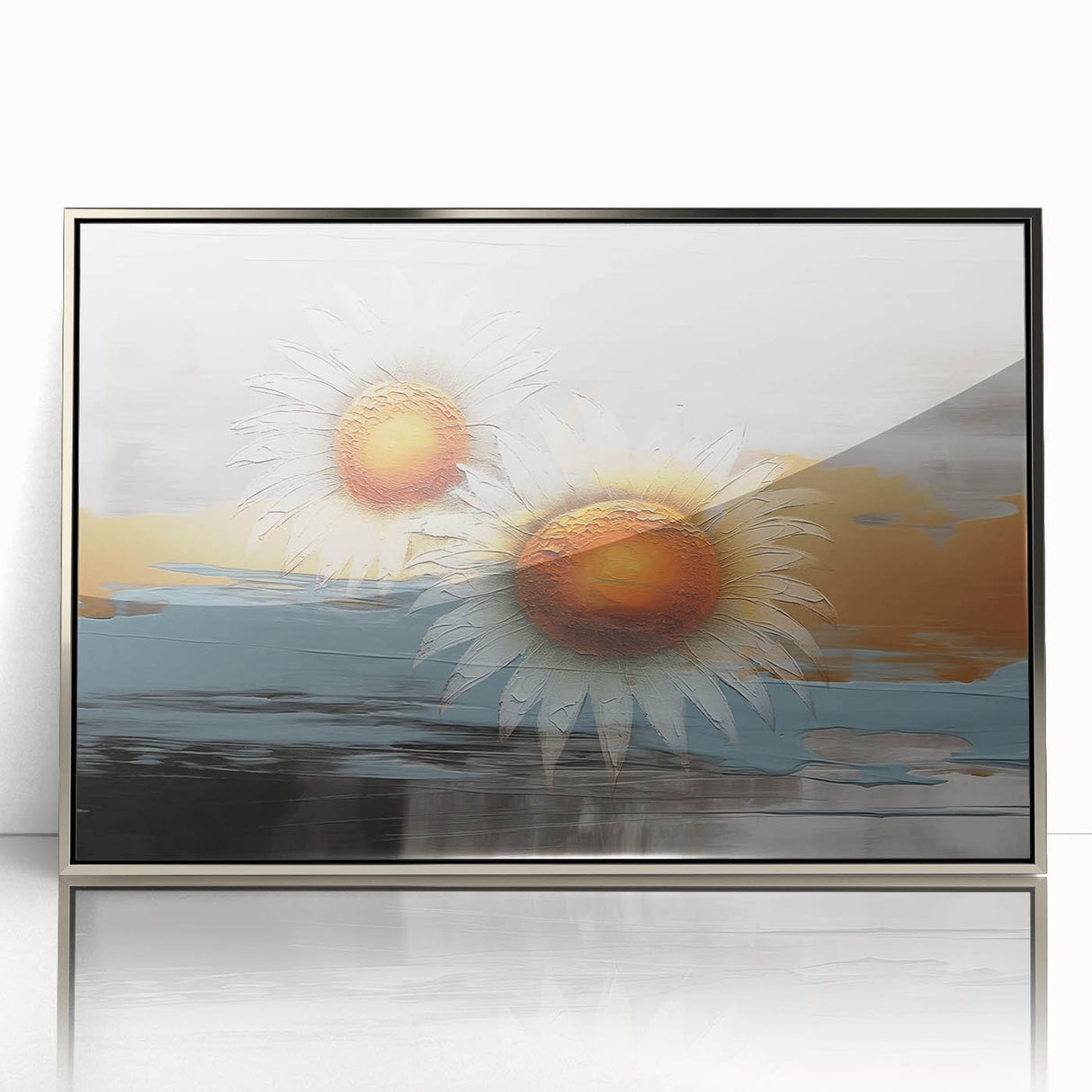 Framed acrylic wall art showcasing an abstract design of strokes and lines in silver tones, perfect for modern decor and artistic interiors. This piece adds a contemporary touch to any room, enhancing aesthetic appeal with its sleek finish and artistic flair.