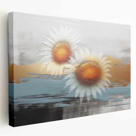 Abstract canvas wall art showcasing vibrant strokes and lines in a modern design, displayed from the side to highlight its stretched edges and texture.