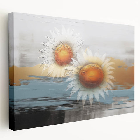 Abstract canvas wall art showcasing vibrant strokes and lines in a modern design, displayed from the side to highlight its stretched edges and texture.