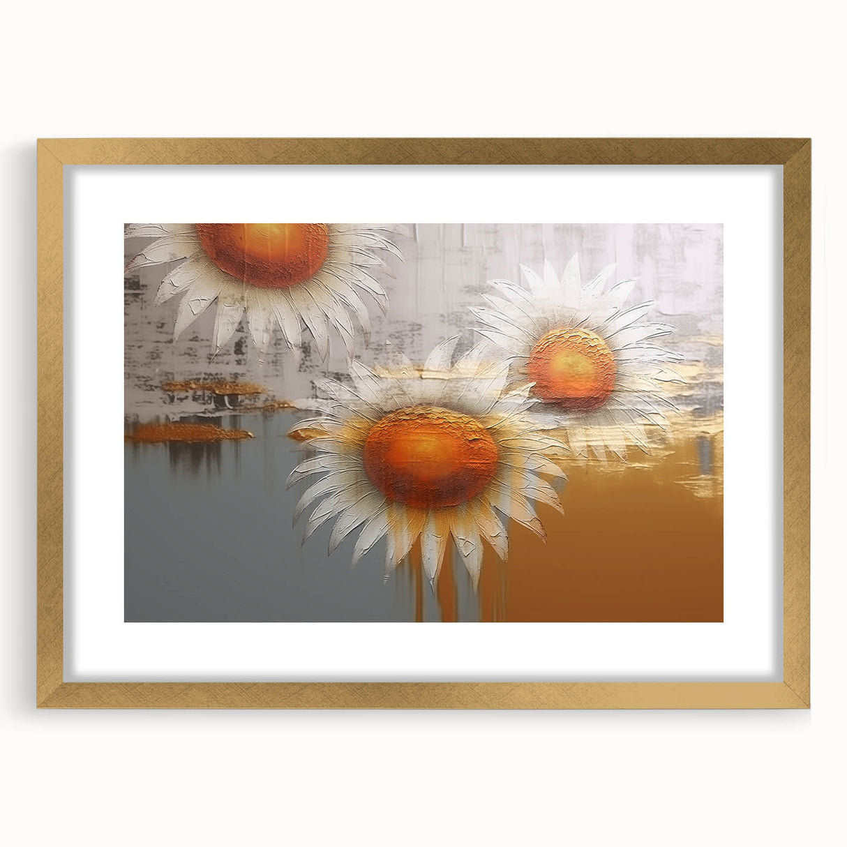Abstract wall art print featuring dynamic strokes and lines in a gold-framed design, adding a modern touch to home decor. Perfect for contemporary interiors.