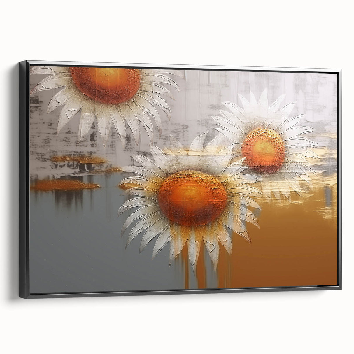 Framed canvas wall art showcasing an abstract design of colorful strokes and lines in a modern aesthetic, viewed from the side, perfect for contemporary decor.