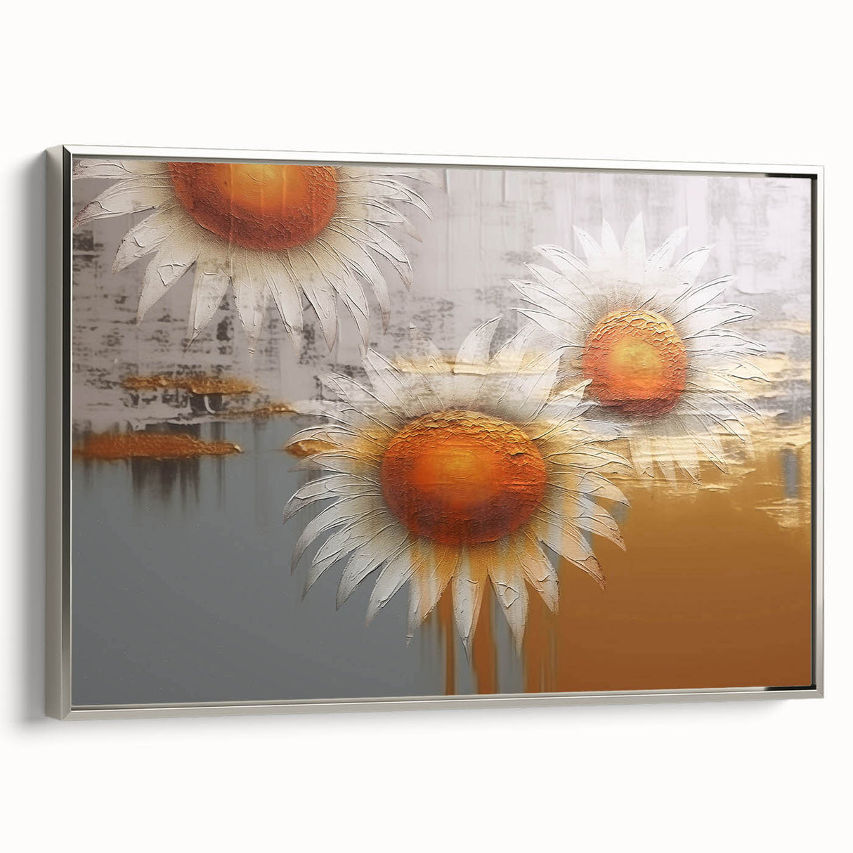 Framed abstract wall art featuring dynamic strokes and lines in a silver frame, showcasing a modern design perfect for contemporary home decor.