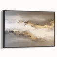 Framed canvas artwork showcasing an abstract design of vibrant strokes and lines in black, perfect for modern home decor. Side view highlights frame details and sleek finish.