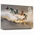 Abstract wall art featuring vibrant strokes and lines in a modern design, displayed in an acrylic glass frame with pins for easy mounting, ideal for contemporary decor.