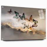 Abstract wall art featuring vibrant strokes and lines in a modern design, displayed in an acrylic glass frame with pins for easy mounting, ideal for contemporary decor.