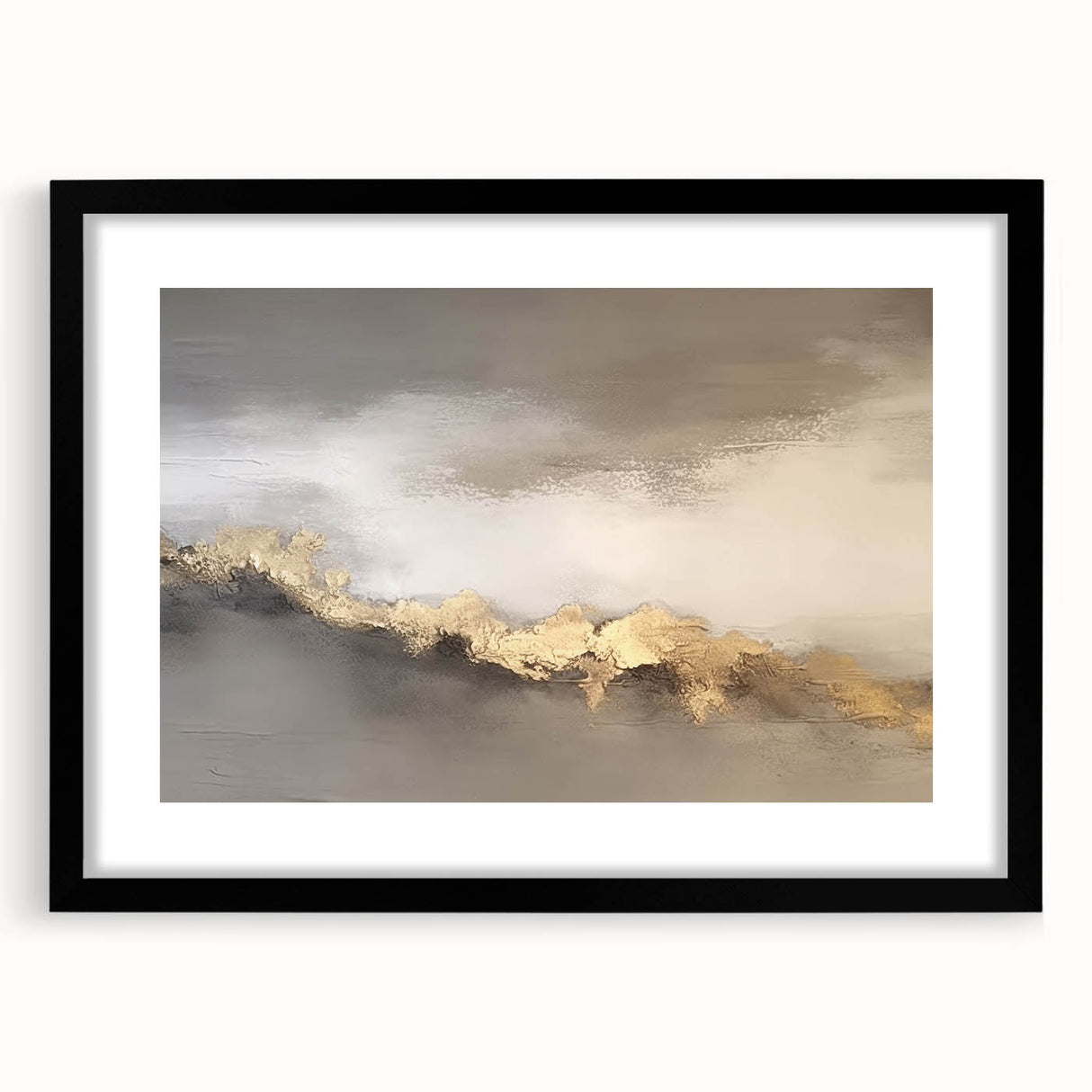 Abstract black and white wall art featuring fluid strokes and lines, framed with a mat for a modern aesthetic, perfect for contemporary home decor.