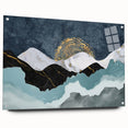 Abstract wall art featuring dynamic strokes and lines in vibrant colors, displayed in a side view with pins for secure hanging. This acrylic glass piece adds a modern touch to any decor.