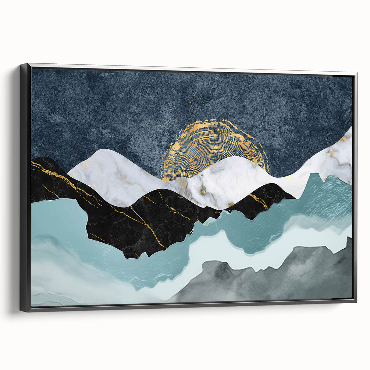 Framed canvas wall art featuring an abstract design with colorful strokes and lines, showcased from the side, perfect for modern home decor.