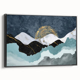 Framed canvas wall art featuring an abstract design with colorful strokes and lines, showcased from the side, perfect for modern home decor.