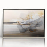 Framed wall art featuring an abstract design of strokes and lines in silver and white, showcasing modern elegance suitable for contemporary home decor.
